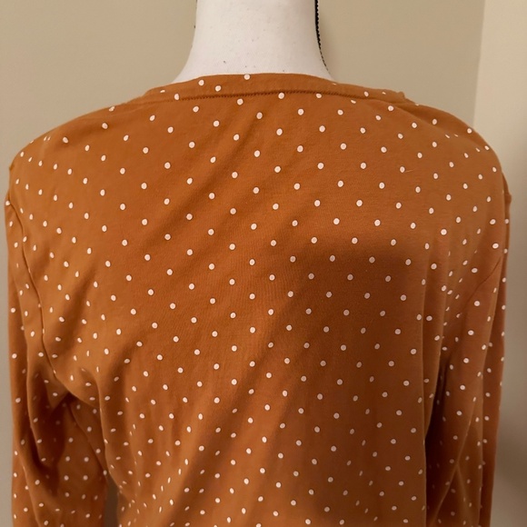 *CROFT & BARROW* Yellow x White Polka Dot Long Sleeve Shirt Size Large - Picture 5 of 6